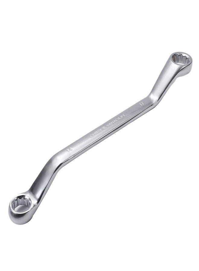 اتول مارت مفتاح ربط صندوقي توركس من يو تول مارت، مقاس 14 مم × 17 مم متري، 12 نقطة إزاحة، مفتاح ربط صندوقي مزدوج الطرف، أداة إصلاح للسيارات والمنزل مطلي بالكروم، Cr-V - Image 1