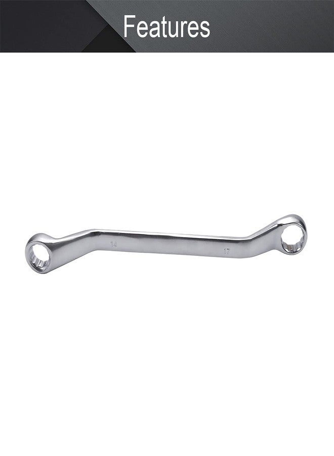 اتول مارت مفتاح ربط صندوقي توركس من يو تول مارت، مقاس 14 مم × 17 مم متري، 12 نقطة إزاحة، مفتاح ربط صندوقي مزدوج الطرف، أداة إصلاح للسيارات والمنزل مطلي بالكروم، Cr-V - Image 3