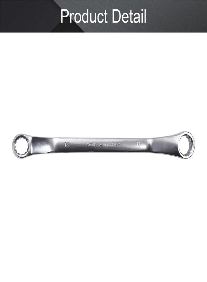 اتول مارت مفتاح ربط صندوقي توركس من يو تول مارت، مقاس 14 مم × 17 مم متري، 12 نقطة إزاحة، مفتاح ربط صندوقي مزدوج الطرف، أداة إصلاح للسيارات والمنزل مطلي بالكروم، Cr-V - Image 4