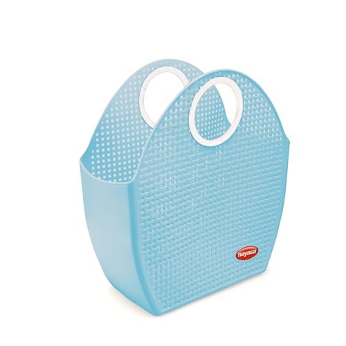 Nayasa Tiffany Plastic Shopping Basket | Multipurpose Basket With Handle | Shopping Basket With Handle | Food Basket for Travelling | Plastic Storage Basket | Shopping Bag | Grocery Bags | Blue - Image 2