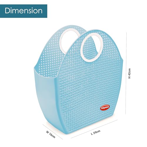 Nayasa Tiffany Plastic Shopping Basket | Multipurpose Basket With Handle | Shopping Basket With Handle | Food Basket for Travelling | Plastic Storage Basket | Shopping Bag | Grocery Bags | Blue - Image 3