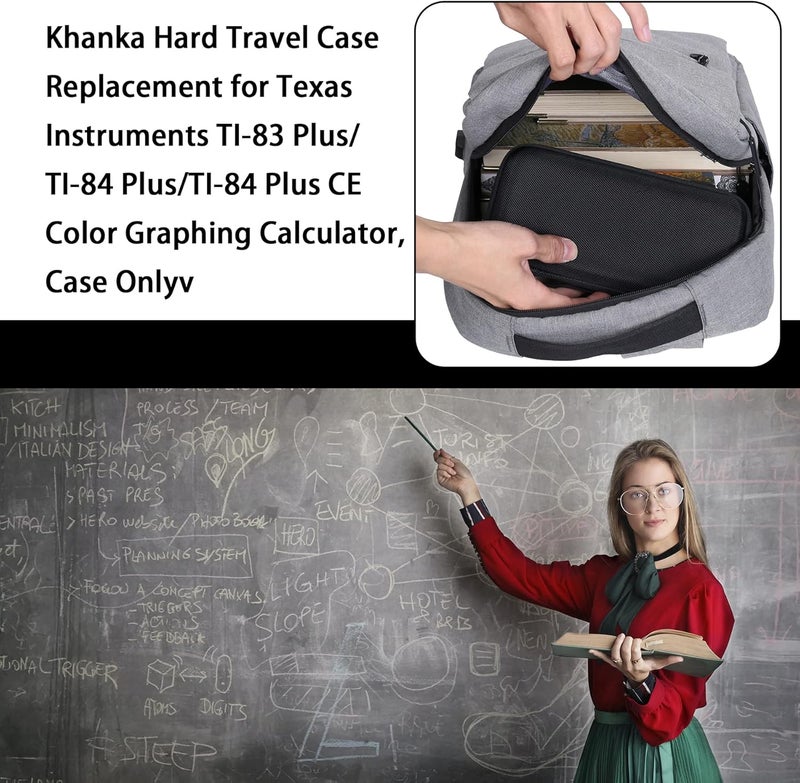 Khanka حافظة تخزين لآلة حاسبة Texas Instruments TI - 84 Python/TI-83 Plus/TI-84 Plus/TI-84 Plus CE، حافظة فقط (أسود) - Image 3