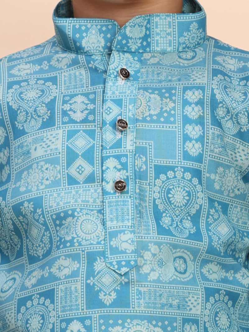 Pro-Ethic Style Developer Boys Heavy Cotton Printed Kurta and Pajama Set For Kid's Ethnic Wear (S-280), 4-5 years, Teal Green - Image 5