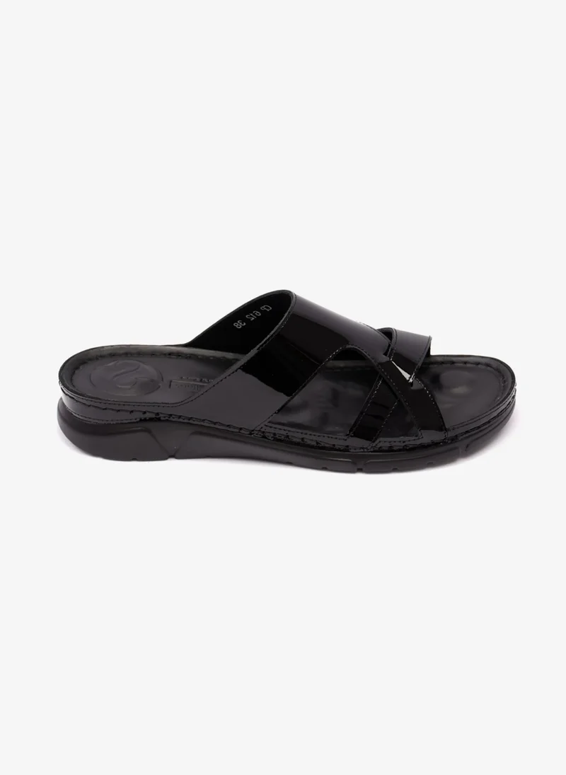 كومفورت بلس WOMENS PATENT LEATHER COMFORT PLUS SANDALS BLACK