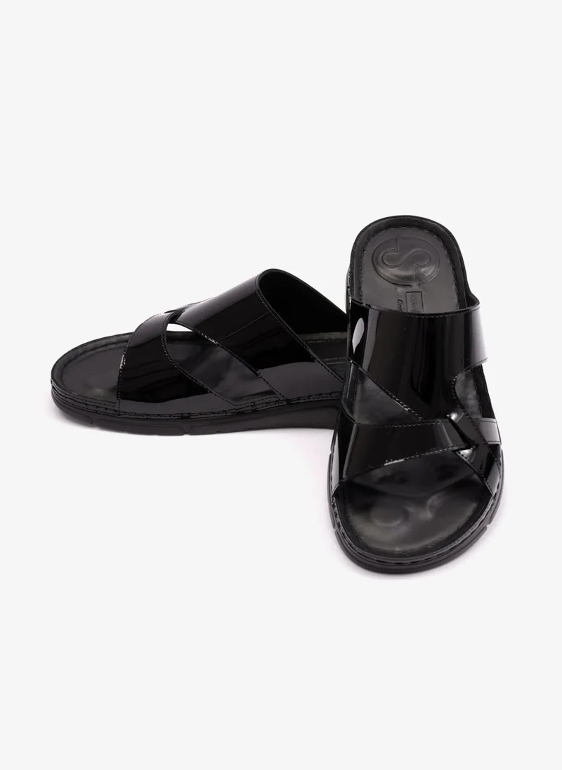 Comfort Plus WOMENS PATENT LEATHER COMFORT PLUS SANDALS BLACK