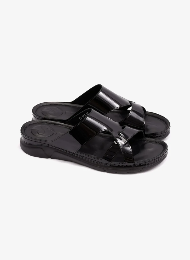 Comfort Plus WOMENS PATENT LEATHER COMFORT PLUS SANDALS BLACK