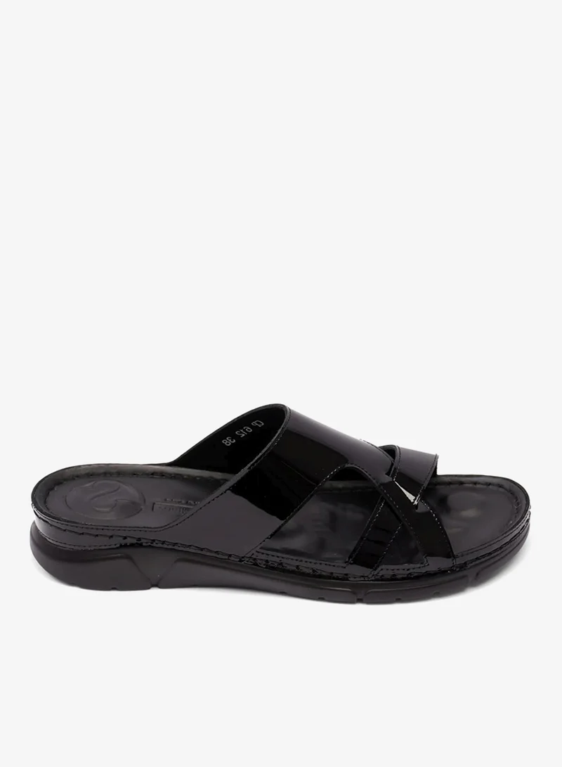 كومفورت بلس صنادل نسائية جلد لامع كومفورت بلس أسود