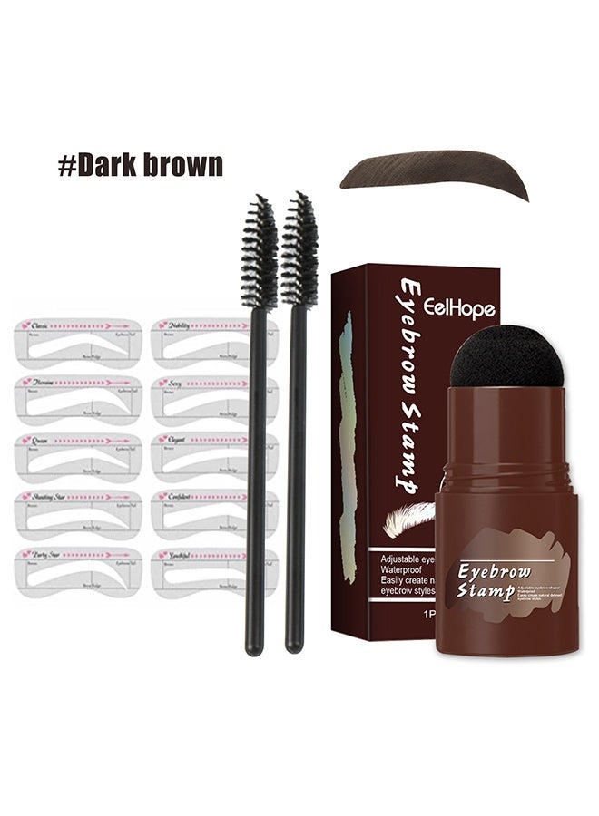 Eelhope Eyebrow Stamp, Brow Shaping Kit Definer, 10 Reusable Stencils for Women Makeup Tools (Dark Brown) - Image 2