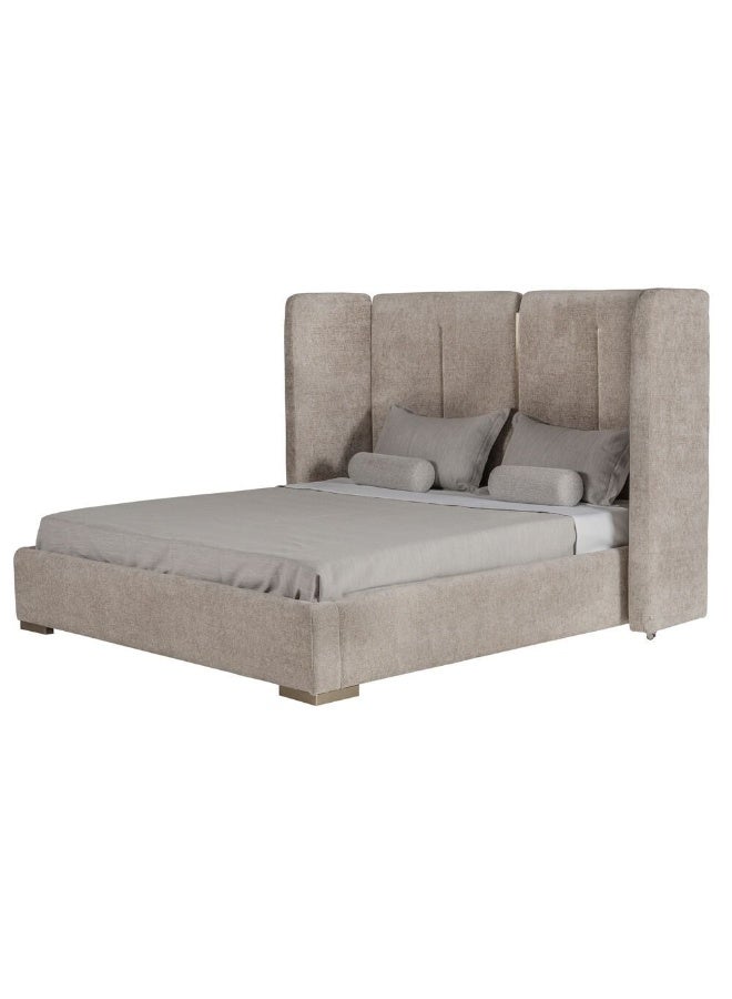 DANUBE HOME سرير كوين مبطن براكستون 160x200 مع تخزين هيدروليكي ورأس سرير قابل للطي - تصميم أنيق بني/نحاسي، خشب وقماش متين، مثالي لغرف النوم الحديثة - الحجم: L260xW221xH140cm - Image 4