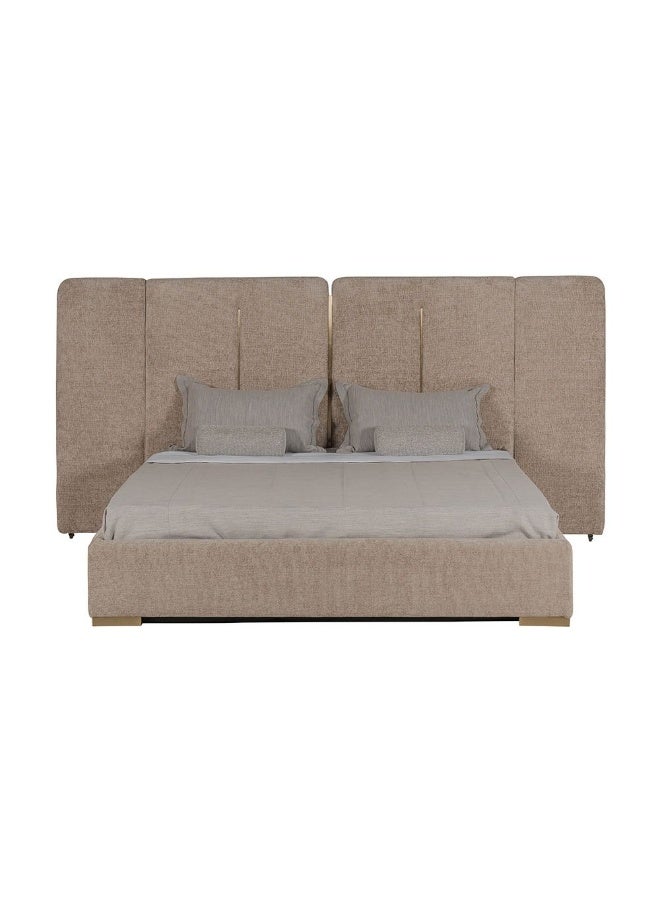 DANUBE HOME سرير كوين مبطن براكستون 160x200 مع تخزين هيدروليكي ورأس سرير قابل للطي - تصميم أنيق بني/نحاسي، خشب وقماش متين، مثالي لغرف النوم الحديثة - الحجم: L260xW221xH140cm - Image 3