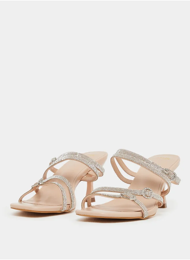 Styli Embellished Strappy Heel Sandals