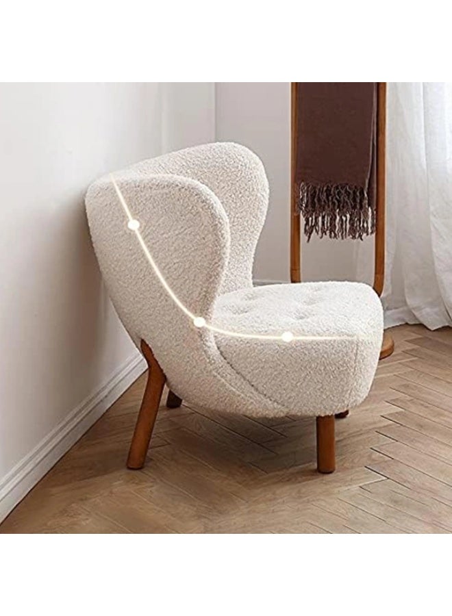 NEO FRONT FURNITURE NeoFront Single Sofa Chair – Modern Teddy Fabric Upholstered Armchair with Solid Wood Legs for Bedroom, Living Room & Makeup Vanity – Comfy Lamb Wool Accent Chair for Home Decoration  - Image 4