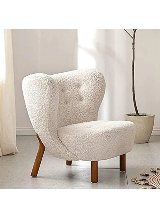 NEO FRONT FURNITURE NeoFront Single Sofa Chair – Modern Teddy Fabric Upholstered Armchair with Solid Wood Legs for Bedroom, Living Room & Makeup Vanity – Comfy Lamb Wool Accent Chair for Home Decoration  - Image 5
