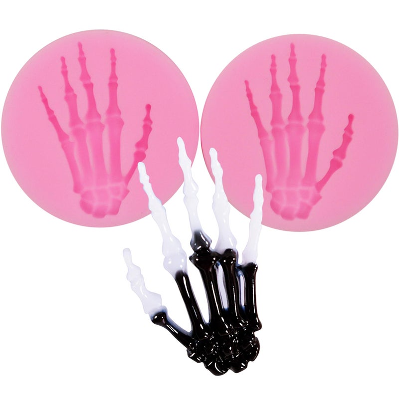 HengKe 2 Pieces Skeleton Hands Molds Halloween party for Sugarcraft, Cake Decoration, Handmade Ice Cream,Cupcake Topper, Chocolate, Pastry, Cookie Decor, Jewelry, Polymer Clay, Crafting Projects - Image 5