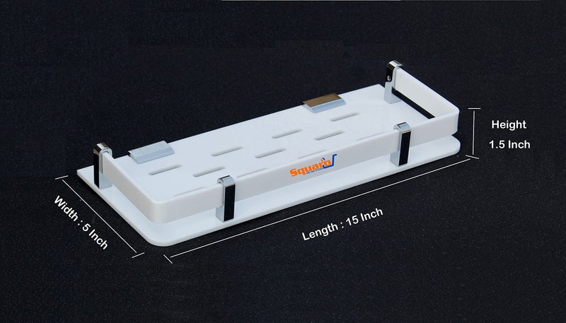 SQUARO Acrylic Sheet Bathroom Shelf Multi Purpose Rack Kitchen Shelf Bathroom Accessories Kitchen Accessories Wall Mount (15 x 5 Inches, H-102) - Image 2