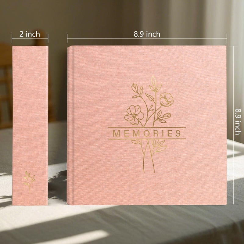 Holoary Photo Album 4x6 200 Photos with Writing Area, 200 Pockets Picture Album, Linen Fabric Cover Big Picture Book for Photos, 4x6 Photo Albums for Memories Family Weddings Travel(Pink) - Image 2