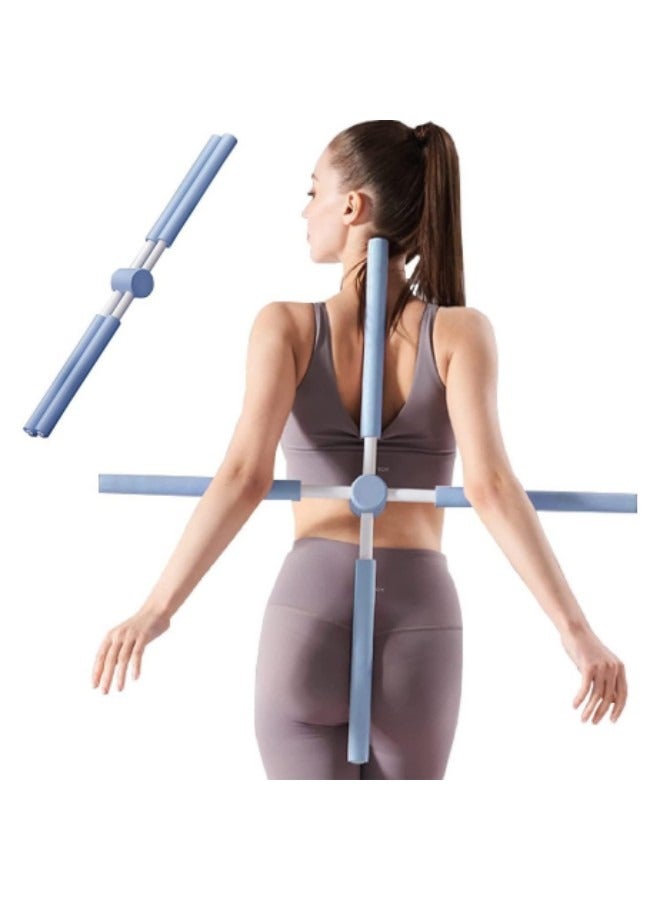 Generic Posture Corrector for Adult Kids, Yoga Body Sticks for Posture Corrector, Humpback Correction Stick, Multipurpose Retractable Design for Back Brace Posture Corrector Blue  - Image 1