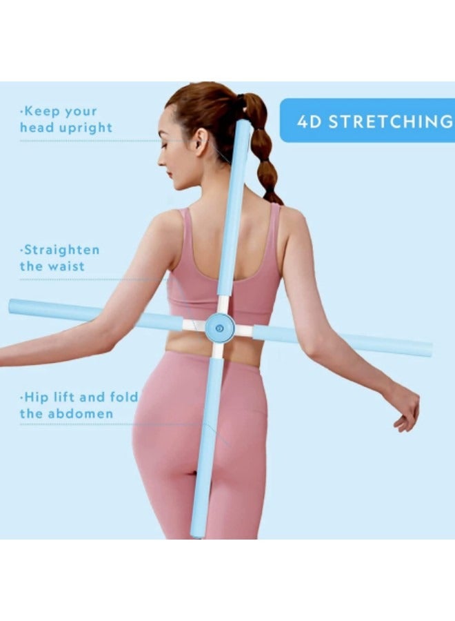 Generic Posture Corrector for Adult Kids, Yoga Body Sticks for Posture Corrector, Humpback Correction Stick, Multipurpose Retractable Design for Back Brace Posture Corrector Blue  - Image 3