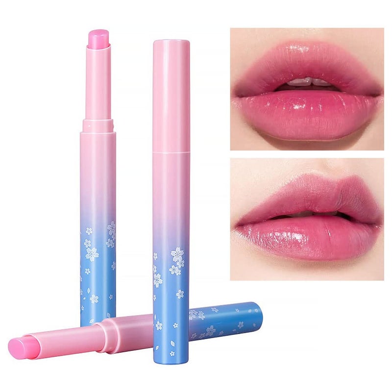 BINGBRUSH 2Pcs Color Changing Lipstick Pink PH Mood Long Lasting Labiales Lip Care Moisturizer Lip Balm Korean Magic Lip Gloss Lip Tinted Stain Makeup Lipstick Set for Women