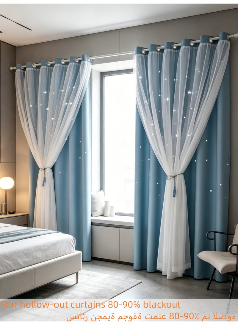 KYD Fabric Blackout Curtains Thermal Insulated Bedroom Curtains for Living Room 100x250cm - Image 1