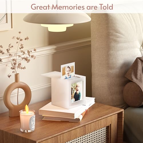 WINKINE Acrylic Polaroid Photo Storage Box for Polaroid i-Type/600/SX-70 Film, 4.2''x3.5'' Frame Box with Sliding Lid, Wedding Guest Book Alternative, Instax Photo Frame, White, 1 Pack - Image 4
