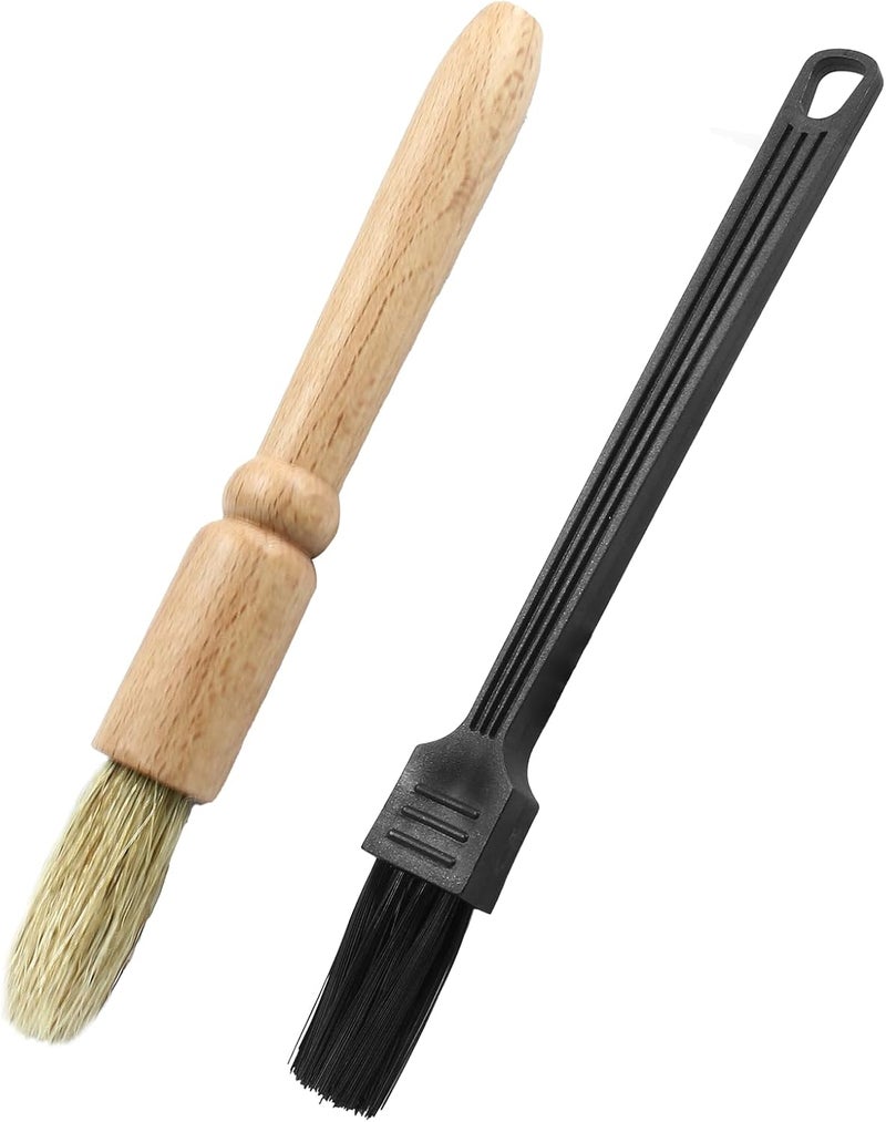 Coufce 2 Pack Coffee Grinder Cleaning Brush Bean Grain Coffee Grounds Tool Wood Handle Espresso Brush and Nylon Espresso Machine Brush Coffee Bar Brush - Image 1