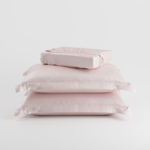 Stoa Paris 300TC UltraSatin King Bedsheet Set, 10” Drop Fitted Bedsheet with 2 Pillow Covers, Hypoallergenic, Wrinkle Free, Aesthetic Bedding, Home Decor, Gift, Date Night - Blushing Pink - Image 4