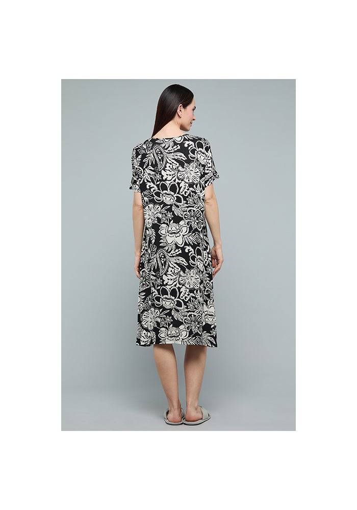 R&B Printed Nightdress with V-Neck and Short Sleeves - Image 5
