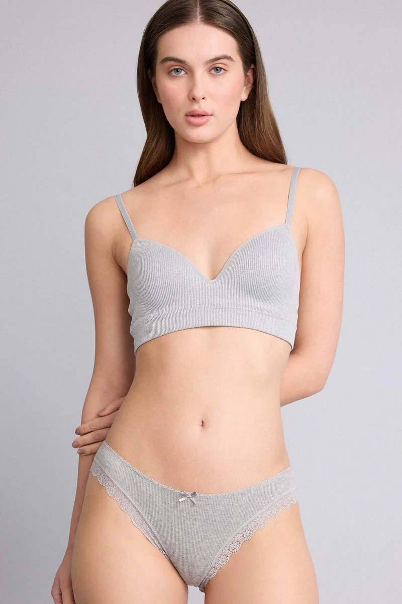 ديفاكتو Fall in Love Lace Detailed Ribbed 3 Piece Brazilian Panties