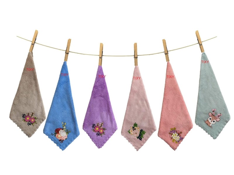 TIXY Microfiber Ultra Absorbent Cute Sticker HandkerchiefFace TowelRumal For WomensGirls And Kids Ideal For Everyday Use Multicolor Pack of 6 and 12