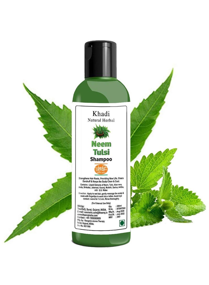 Khadi Natural Herbal Neem,Tulsi And Aloe Vera Shampoo-Anti Hairfall And Anti Andruff Shampoo,200Ml - Image 2