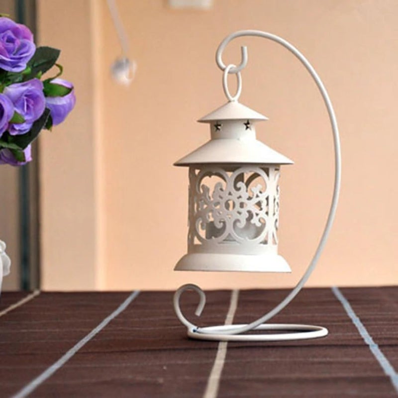 ShipFayda European Style Metal Candle Holder Hanging Lantern Tealight Candlestick Candle Stands for Wedding Event Home Decoration Hollow Candlestick Candle Tealight Holder Pack of 1White