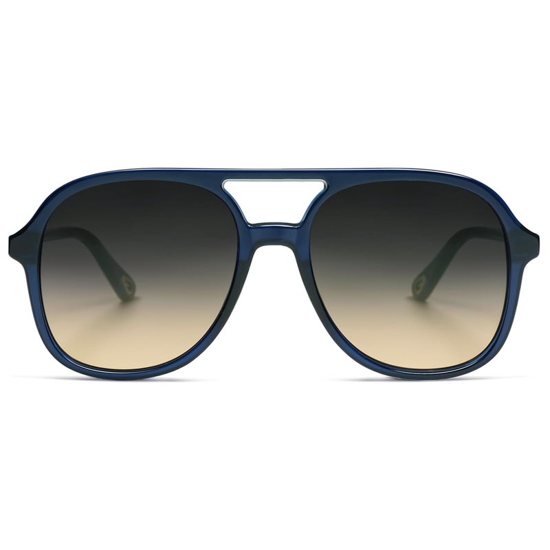 SOJOS Retro Polarized Aviator Sunglasses for Women Men Classic 70s Vintage Trendy Square Aviators SJ2174, Dark Blue/Grey Gradient Brown - Image 1