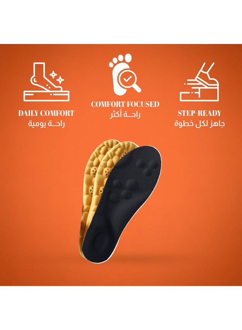 تيشتا نعل طبي تقويمي (أورثوبيدي) للأحذية الرجالية – دعم مبطّن – قابل للقص حسب المقاس (41-46) – (أسود) – (زوج واحد) – (فوم تدليك) - Image 3