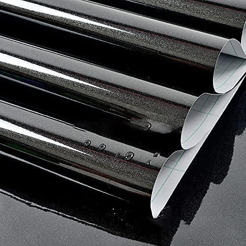 tiltil Shiny Black Wallpaper Peel and Stick Wallpaper Glossy Self Adhesive Removable Wall paper,15.8" X 197"Waterproof Countertop Paper Black Contact Paper for Cabinet Countertop Furniture Kitchen Vinyl Film - Image 5