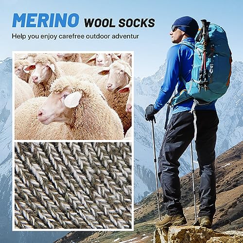 SIMIYA 5 Pairs Merino Wool Socks for Men, Super Thick Hiking Thermal Socks for Cold Weather - Image 2