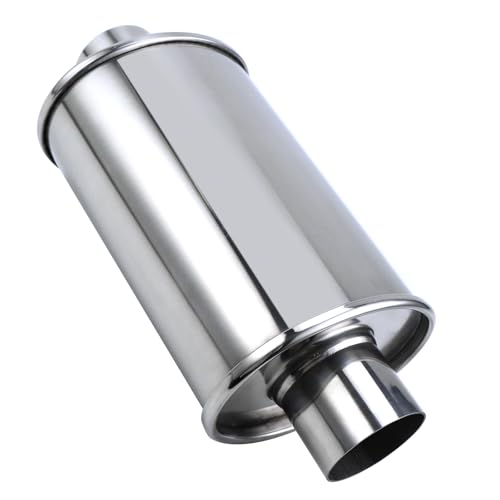 Piclafe 2.5'' Ultra Quiet Resonator, 304 Stainless Steel Muffler, 2.5'' Inlet & Outlet 14" Overall Length Universal Sliver Oval Performance Muffler Resonator - Image 1