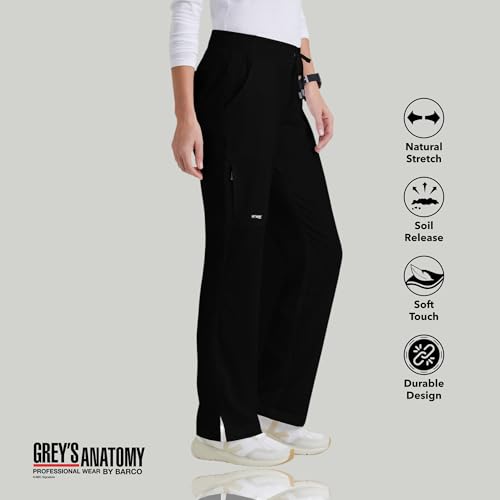 BARCO Grey s Anatomy Classic Mia Scrub Pant for Women Black, 6-Pocket Low-Rise Straight Leg Bottoms with Natural Stretch, Soil Release Fabric, and Super-Soft Finish Large, Regular Fit - Image 3