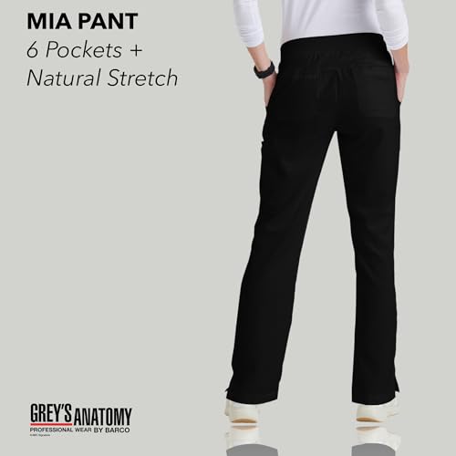 BARCO Grey s Anatomy Classic Mia Scrub Pant for Women Black, 6-Pocket Low-Rise Straight Leg Bottoms with Natural Stretch, Soil Release Fabric, and Super-Soft Finish Large, Regular Fit - Image 2