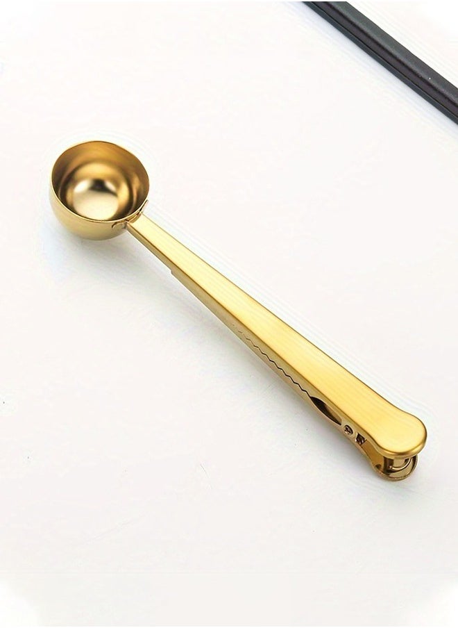 Generic - Golden Sealing Clip, integrated with coffee spoon and sealing clip, made of stainless steel for food packaging - Image 1
