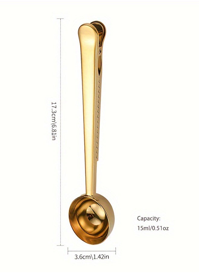 Generic - Golden Sealing Clip, integrated with coffee spoon and sealing clip, made of stainless steel for food packaging - Image 1