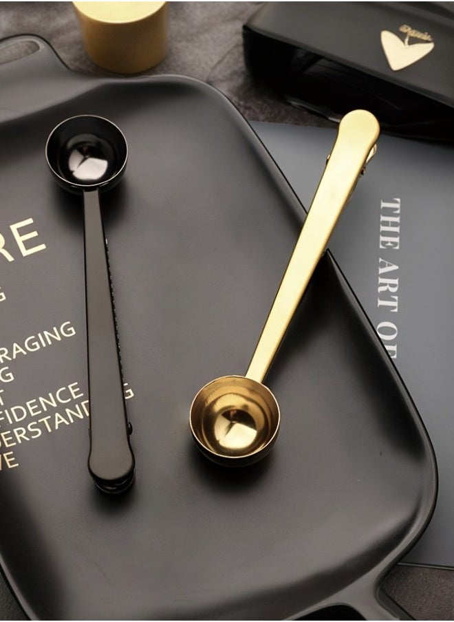 Generic - Golden Sealing Clip, integrated with coffee spoon and sealing clip, made of stainless steel for food packaging - Image 1