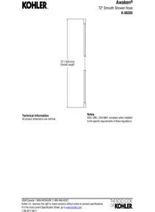 KOHLER 98360-CP Awaken 72-Inch Smooth Shower Hose, Polished Chrome - Image 3