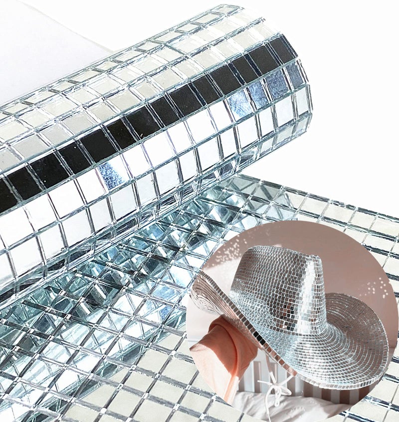 REDODECO مرآة زجاجية حقيقية فضية بلاط موزاييك ملصق للحرف مربعات زجاجية ذاتية اللصق، 5 مم × 5 مم (فضي، 2400 قطعة) - Image 1
