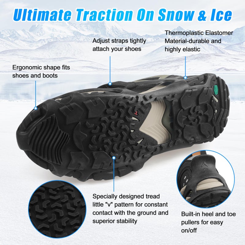 JOGFFDE Spikeless Ice Cleats Snow Traction Crampons Slip On Spikeless Footwear Traction Devices One-Piece Easily Attaches Over Shoe/Boot for Transitioning Between Indoor/Outdoor(Small-Medium) - Image 2