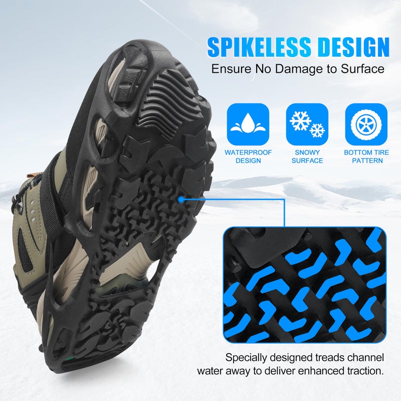 JOGFFDE Spikeless Ice Cleats Snow Traction Crampons Slip On Spikeless Footwear Traction Devices One-Piece Easily Attaches Over Shoe/Boot for Transitioning Between Indoor/Outdoor(Small-Medium) - Image 3
