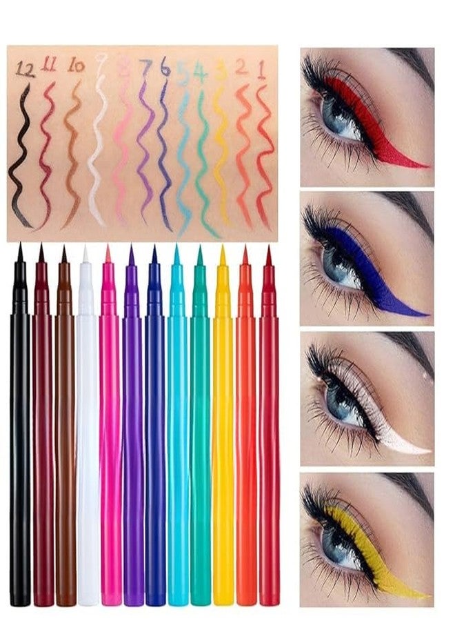 كحل سائل نباتي، قلم كحل نيون ملون، طويل الأمد، مقاوم للماء، مقاوم للتلطخ، طرف حاد، يجف بسرعة، سهل التنظيف هدية مكياج للنساء (أزرق سماوي#5) - Image 4