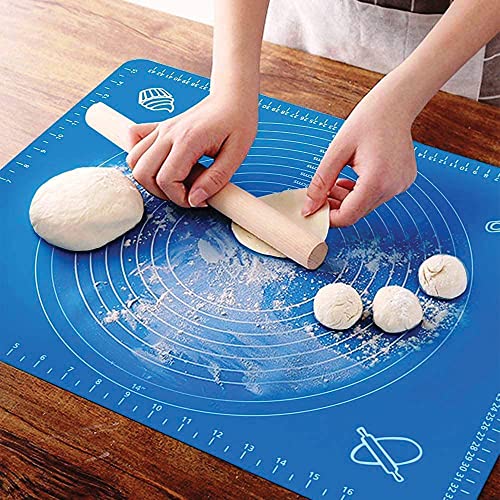 Carrot - Silicone Baking Mat Silicone Chapati Atta Kneading Mat Non-Stick Fondant Rolling Mat Stretchable for Kitchen Roti Chapati (Baking Mat 50 * 40 cm) (Blue, 1) - Image 1