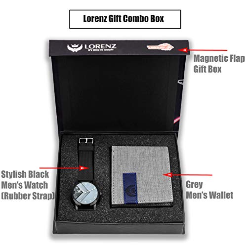 LORENZ Luxury Analogue Men's Watch(Grey Dial Black Colored Strap)-CM-2048WL-17 - Image 3