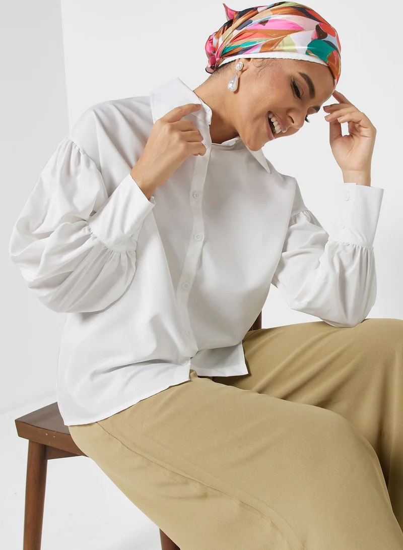 Khizana Puff Sleeve Button Down Shirt